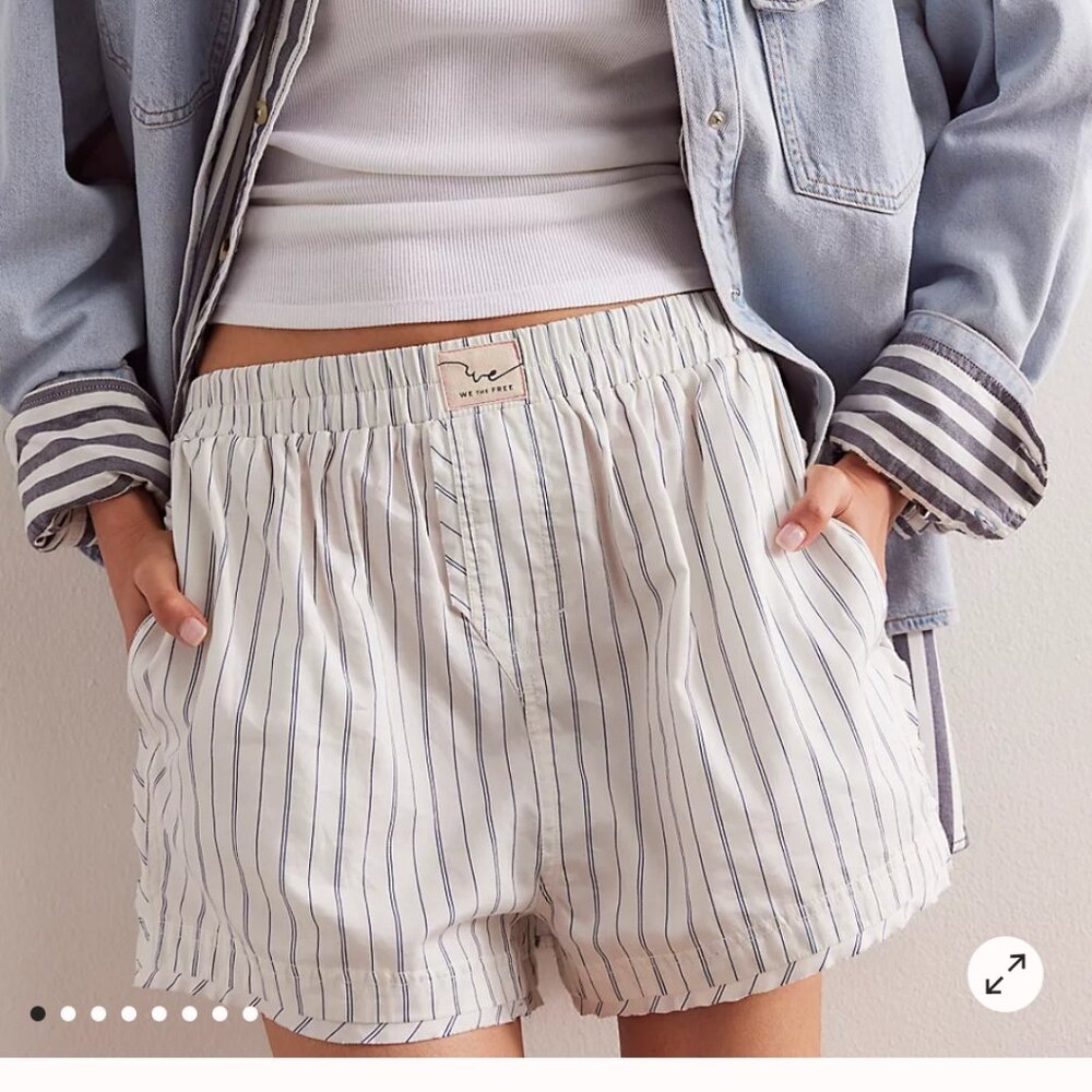 NWT We The Free Day To Day Striped Boxers sz M Ivory